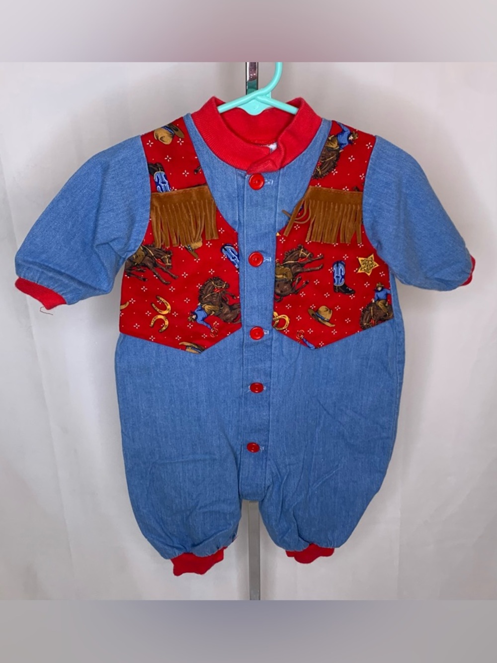 Vintage Childrens Rodeo One piece Western romper with fringe sz 6 Months Unisex